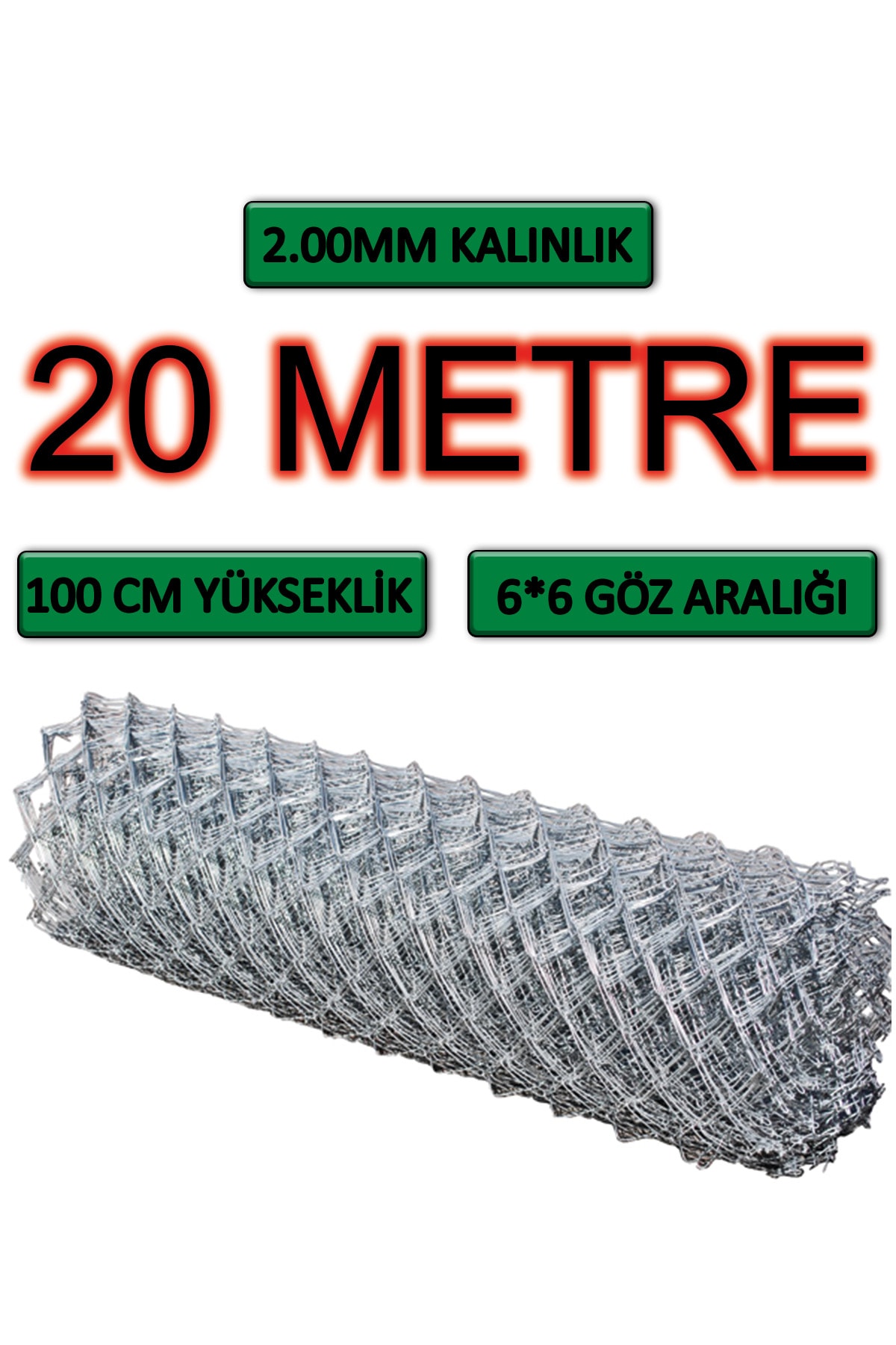 2mm Kalınlık - 6*6 Göz - (1M*20M) Helezon Tel Örgü Bahçe Teli Çit Teli Galvanizli Tel Örgü