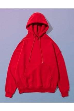 Erkek Kırmızı Street Style Premium Oversize Hoodie Sweatshirt Nf0260kz NF0260KZ
