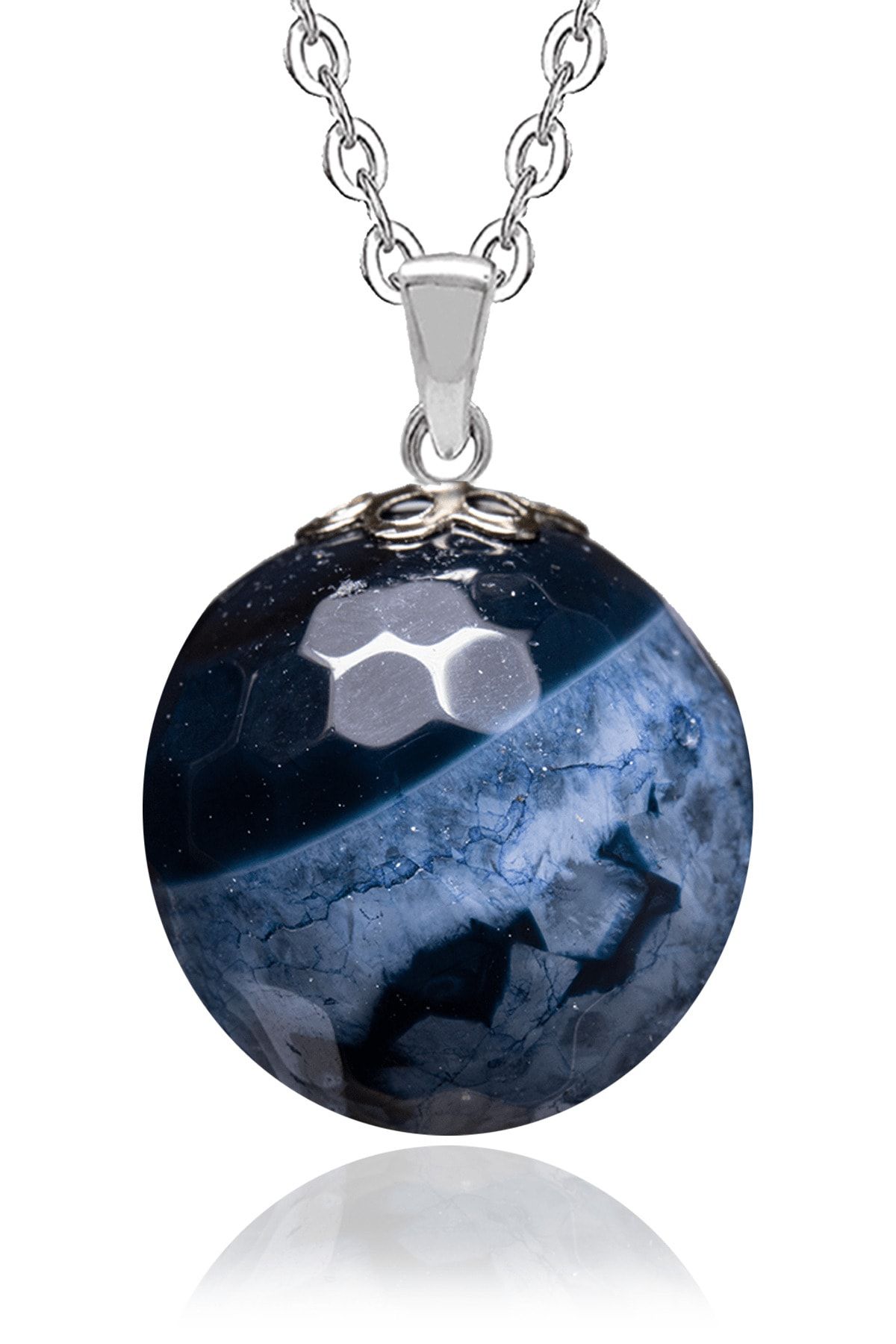 Blue agate shop stone necklace