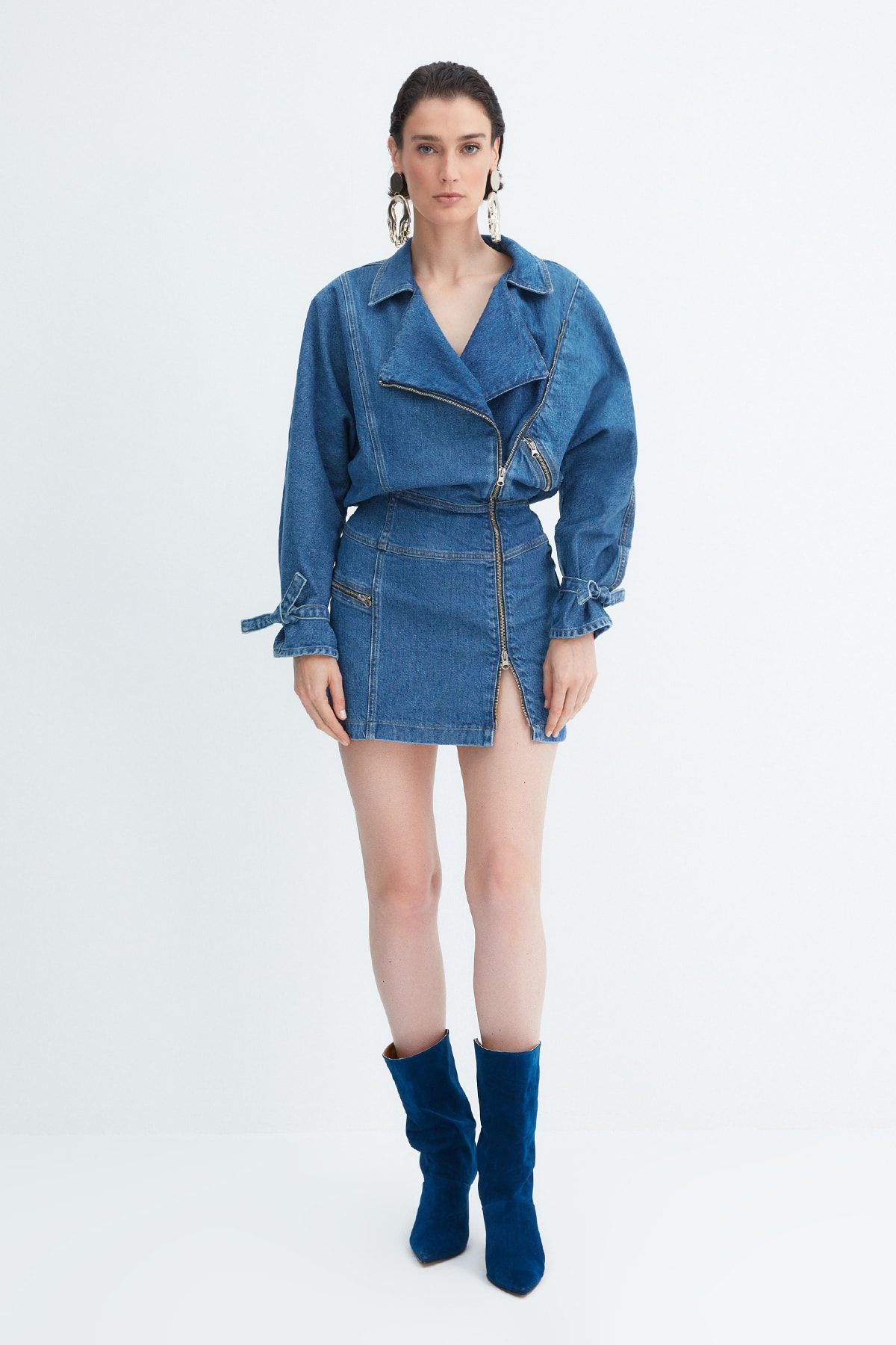 Trendyol Collection X Zeynep Tosun Blue Jacket Collar Detailed