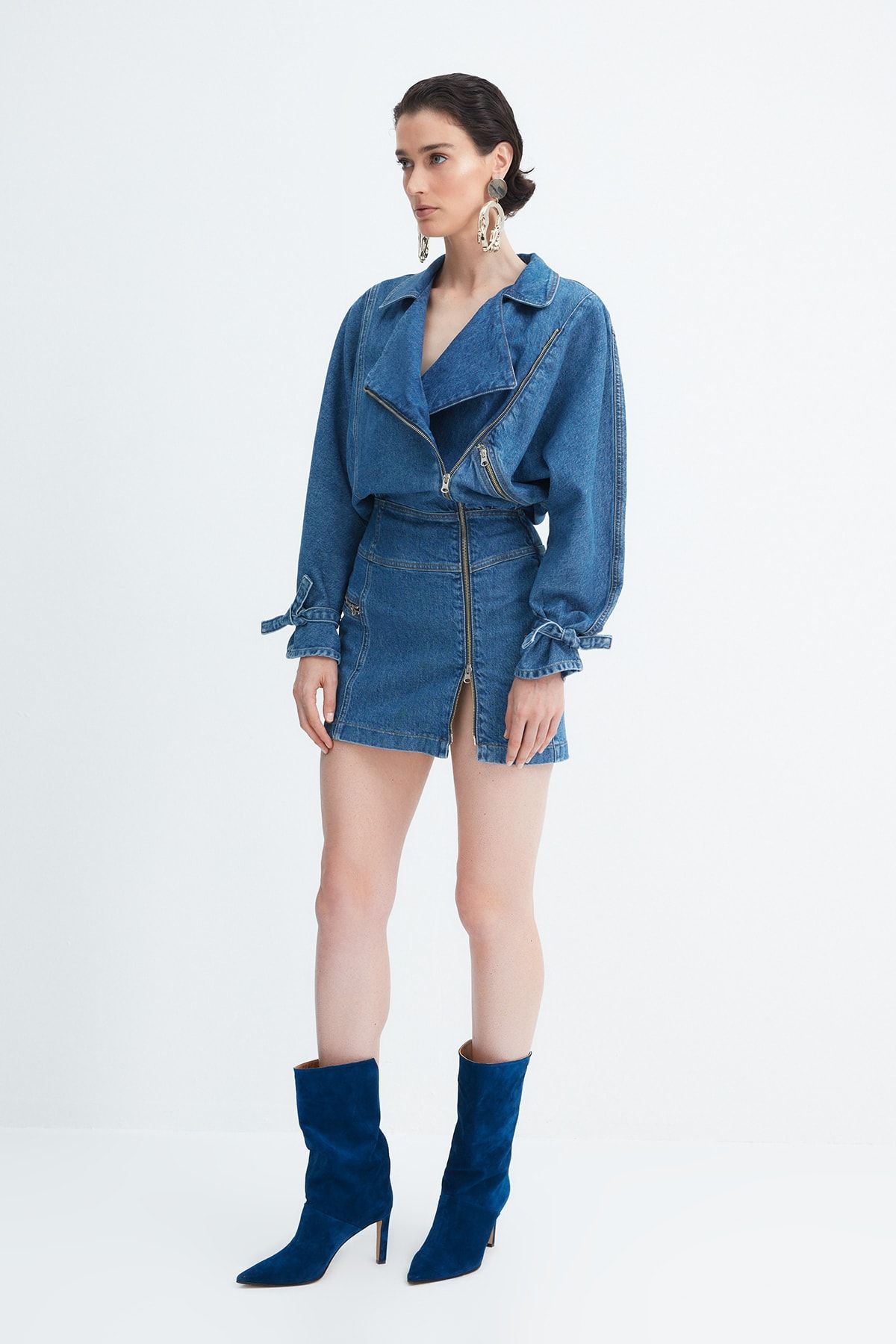 Denim dress with jacket online