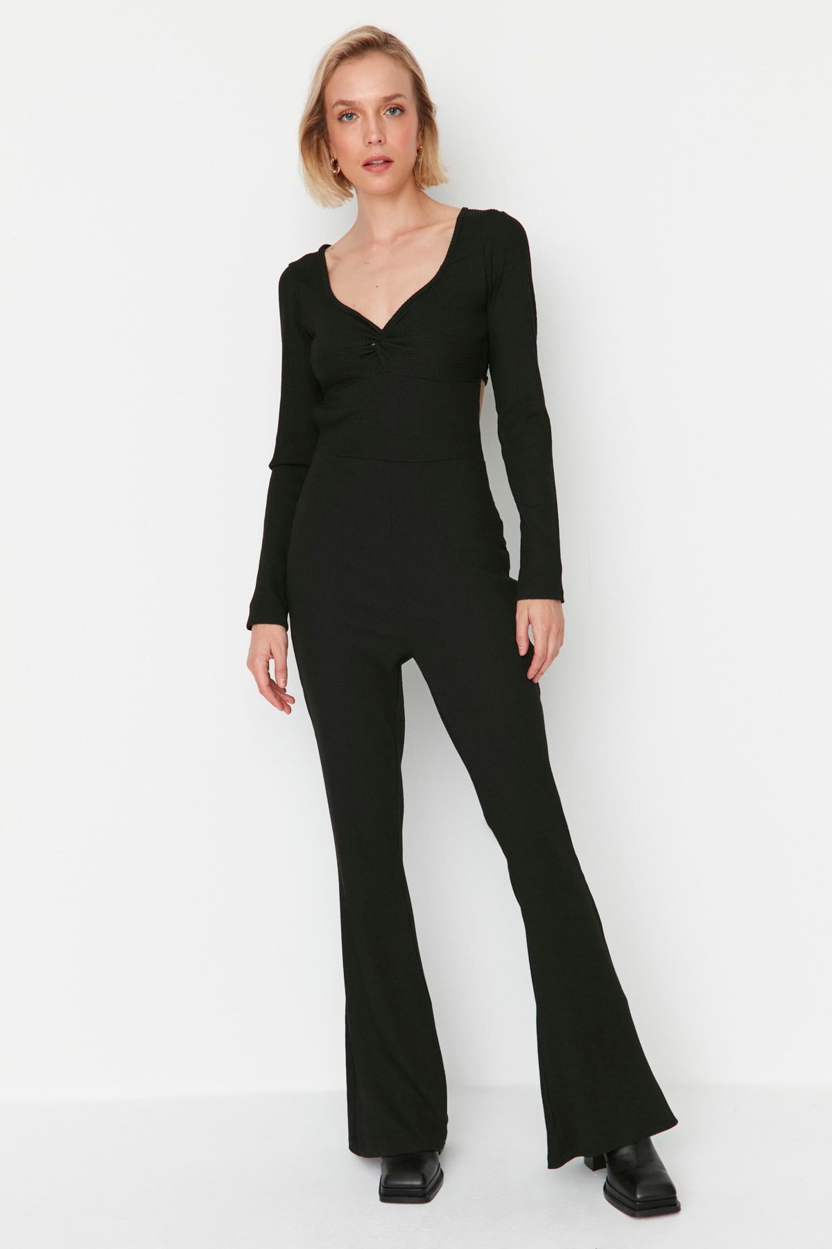 Black slim top jumpsuit