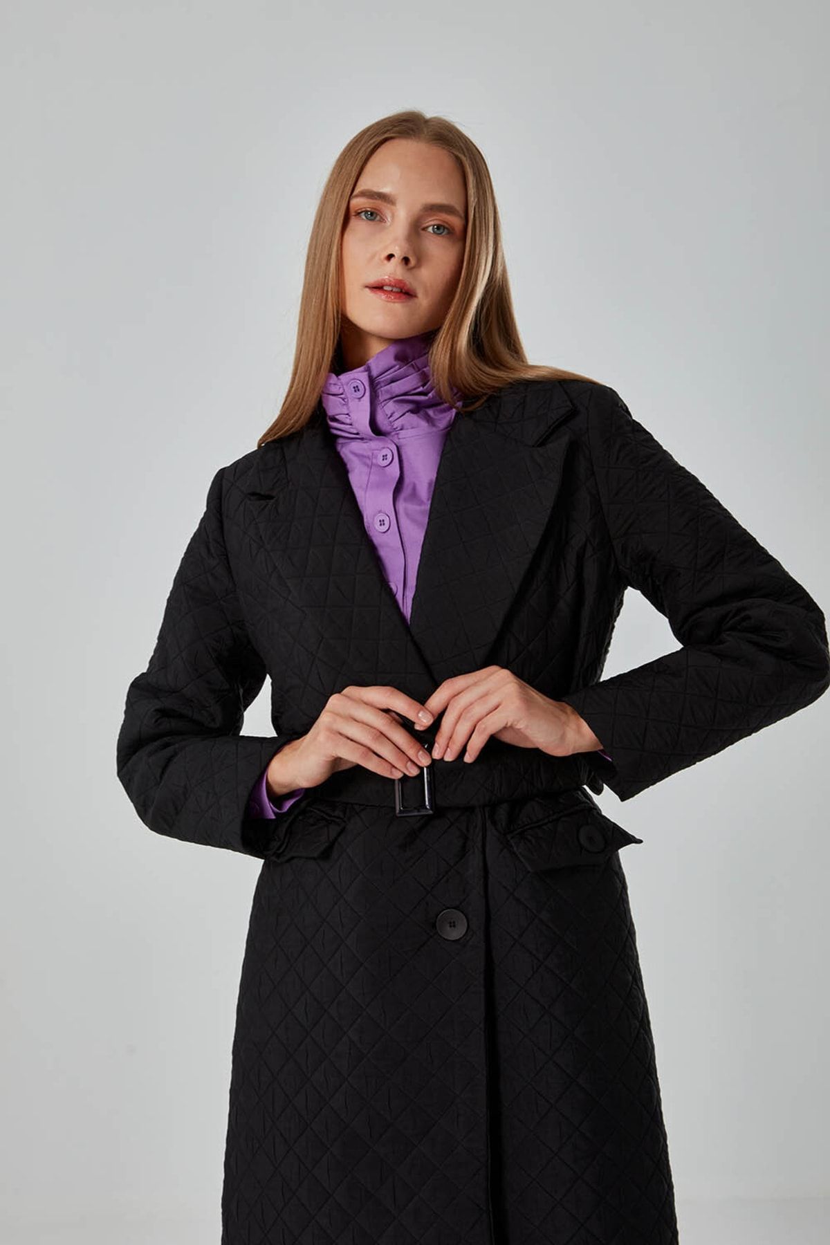Mizalle Coat Black Double breasted Trendyol