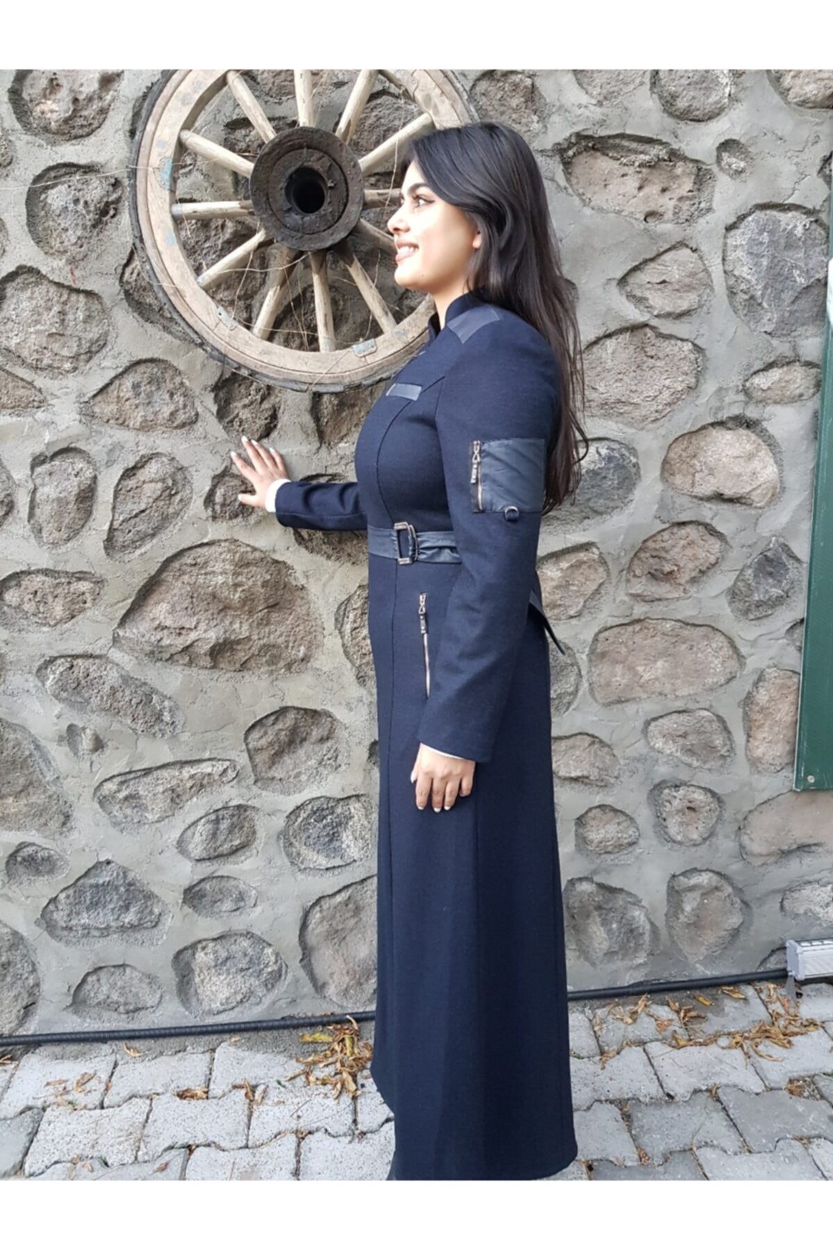 FERGAN  Kadın Lacivert Kaşe Palto - Görsel 5