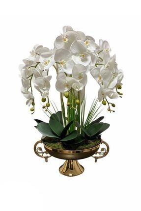 Gold Yapay Islak Orkide Kulplu Kadeh Saksı Aranjmanı 1288867
