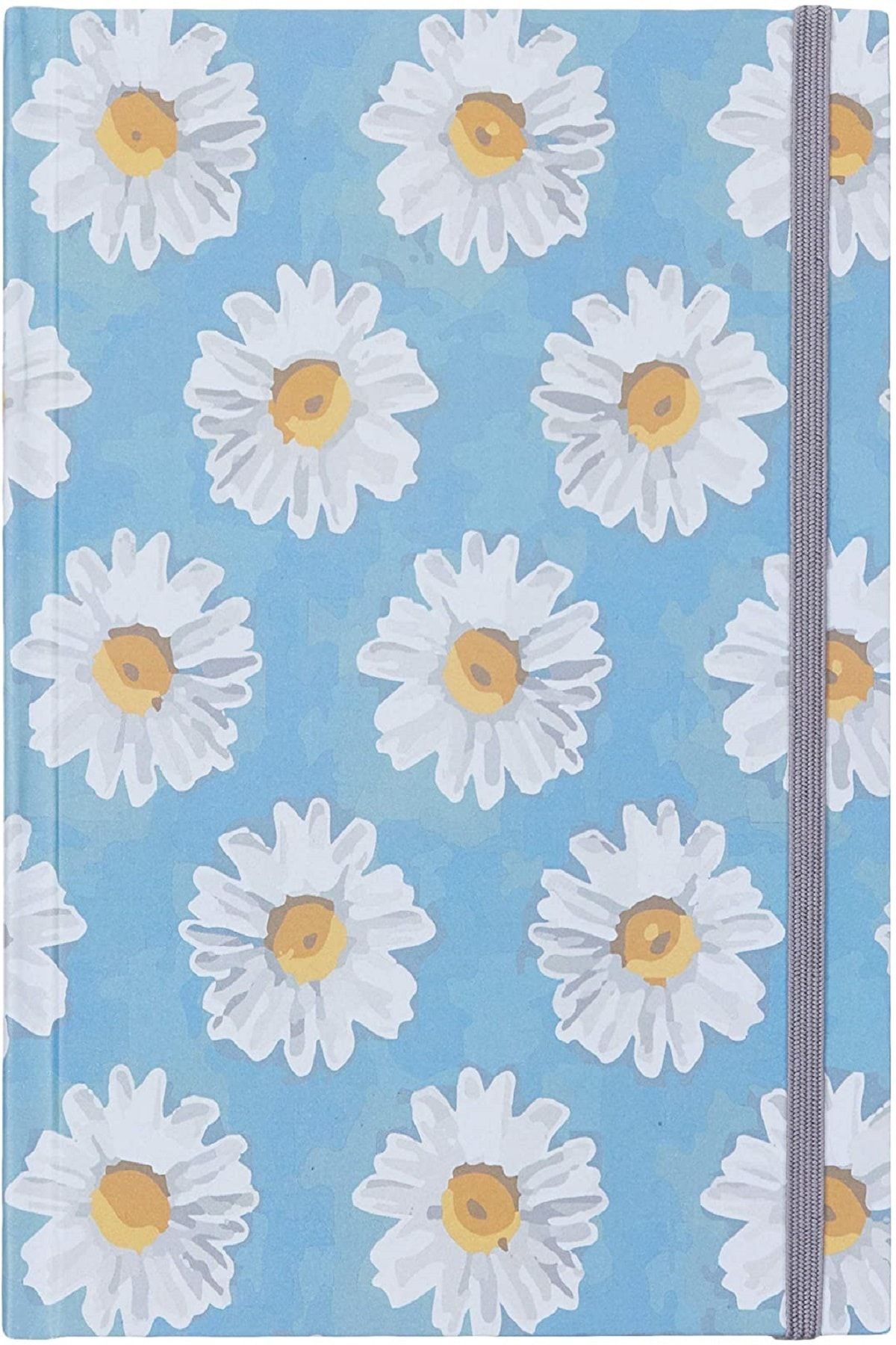 papatya desenli cizgili defter turkuaz