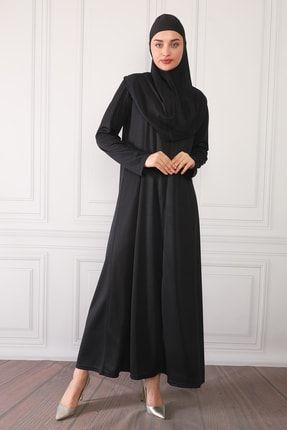 Siyah Kadın Namaz Elbisesi Fermuarlı Fermuarlı 5268