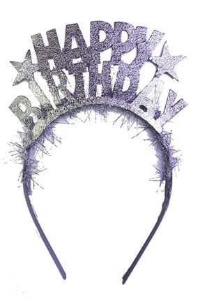Gümüş Renk Happy Birthday Yazılı Eva Doğum Günü Parti Tacı 2402499