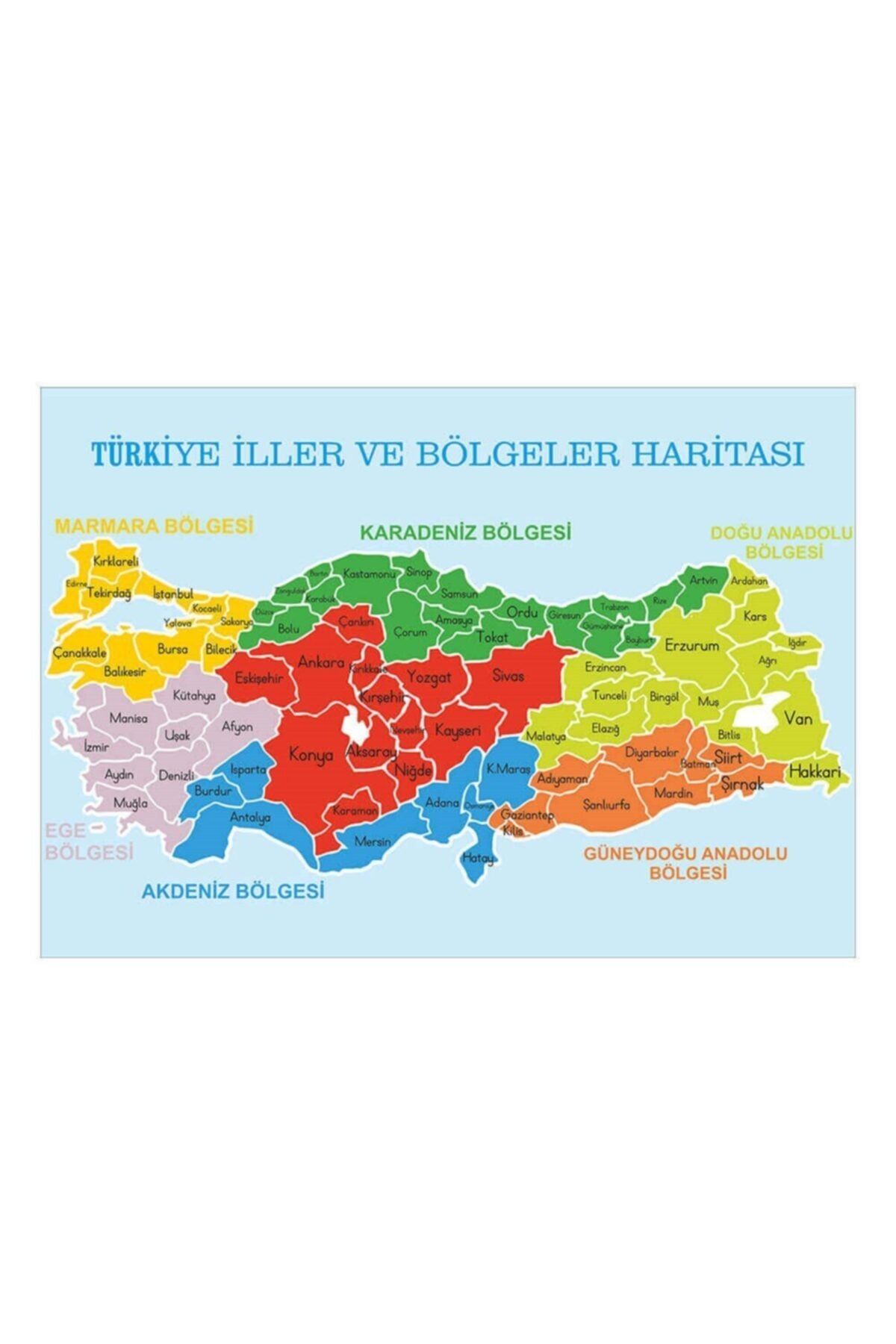 okularenkkat Türkiye İller Ve Bölgeler Haritası orksosbilafs5-Folyo-35x50cm