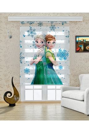 Frozen Elsa Ve Anna Baskılı Zebra Perde-çocuk Odası Perdesi-dijital Baskılı Zebra Stor Perde PZ-559