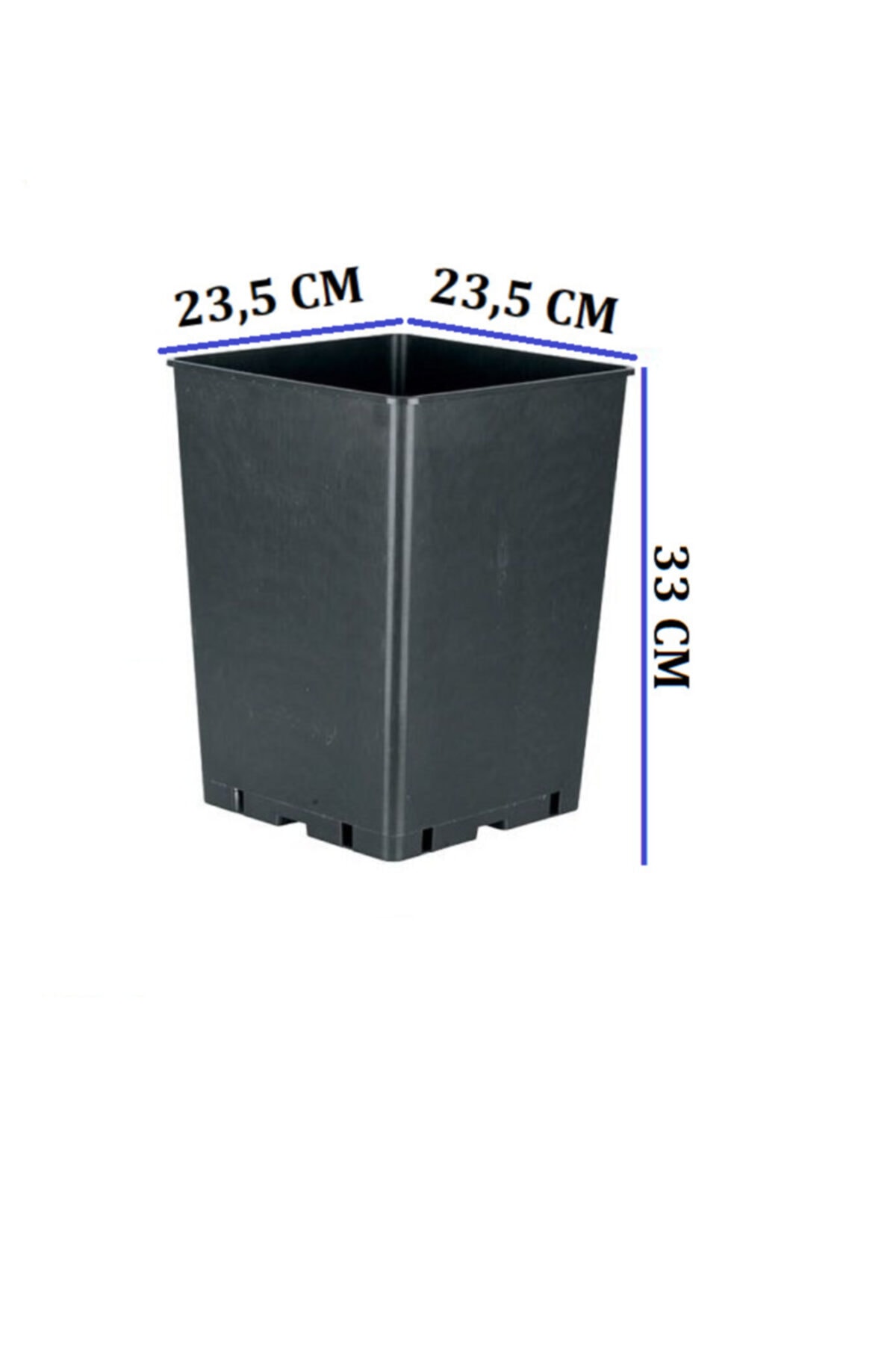Kare Üretim Saksı 23,5x33 Cm 15 Lt 1 Adet Üretim Saksısı Siyah Saksı Plastik Saksı Kare Saksı