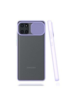 Samsung Galaxy Note 10 Lite Kılıf Kamera Sürgülü Kapatmalı Silikon Lila krks10578821781