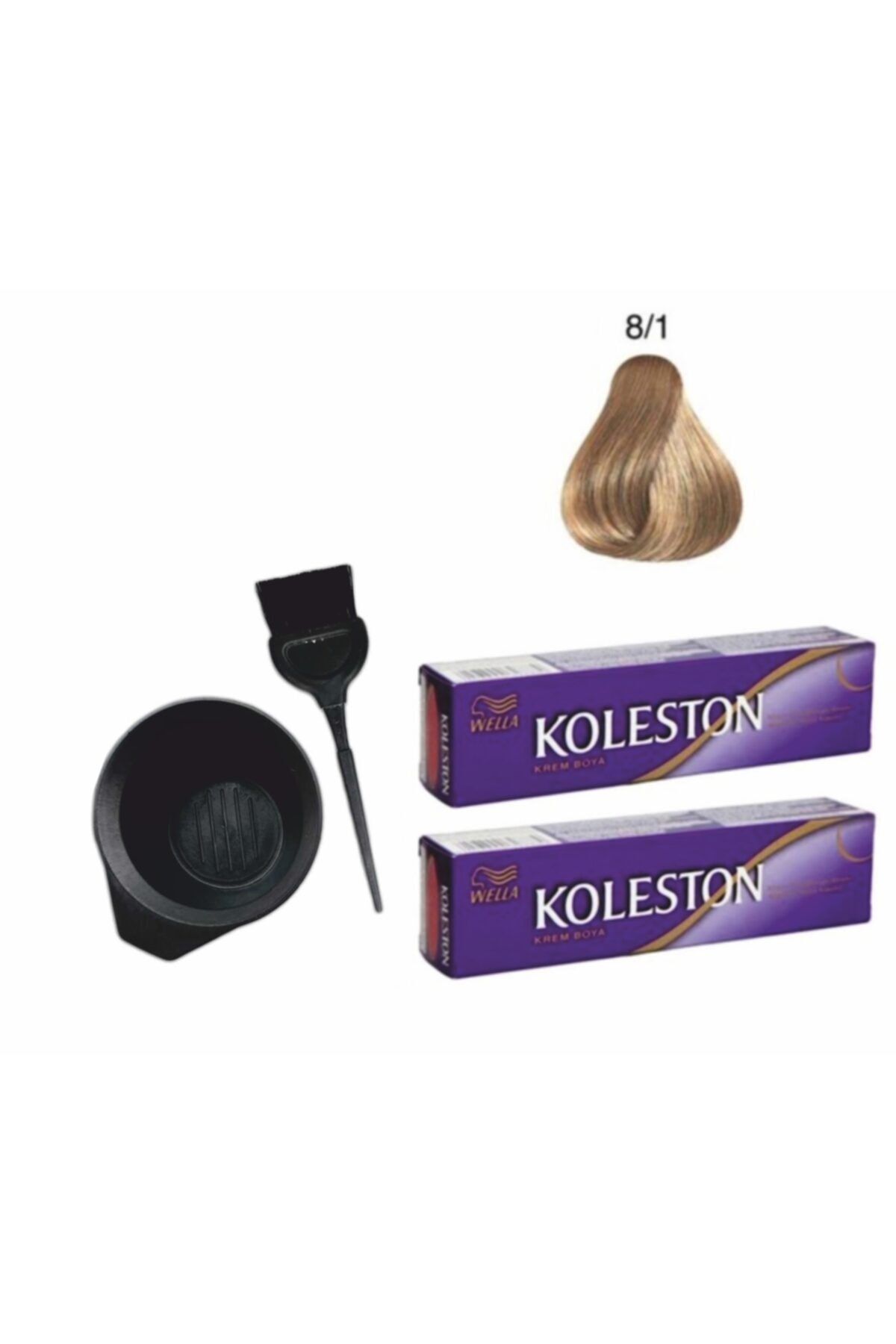 رنگ مو آبی مردانه و زنانه 8 1 Ashy Open avout 2 pcs+مجموعه آمیزی Wella