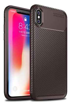 Iphone X Uyumlu Kılıf Koruyucu Silikon Kahverengi enNGRip8x