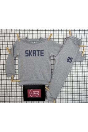 Kız Erkek Unisex Eşofman Takımı Skate (Paten) Yazısı Baskılı Sade Ve Şık. 0024