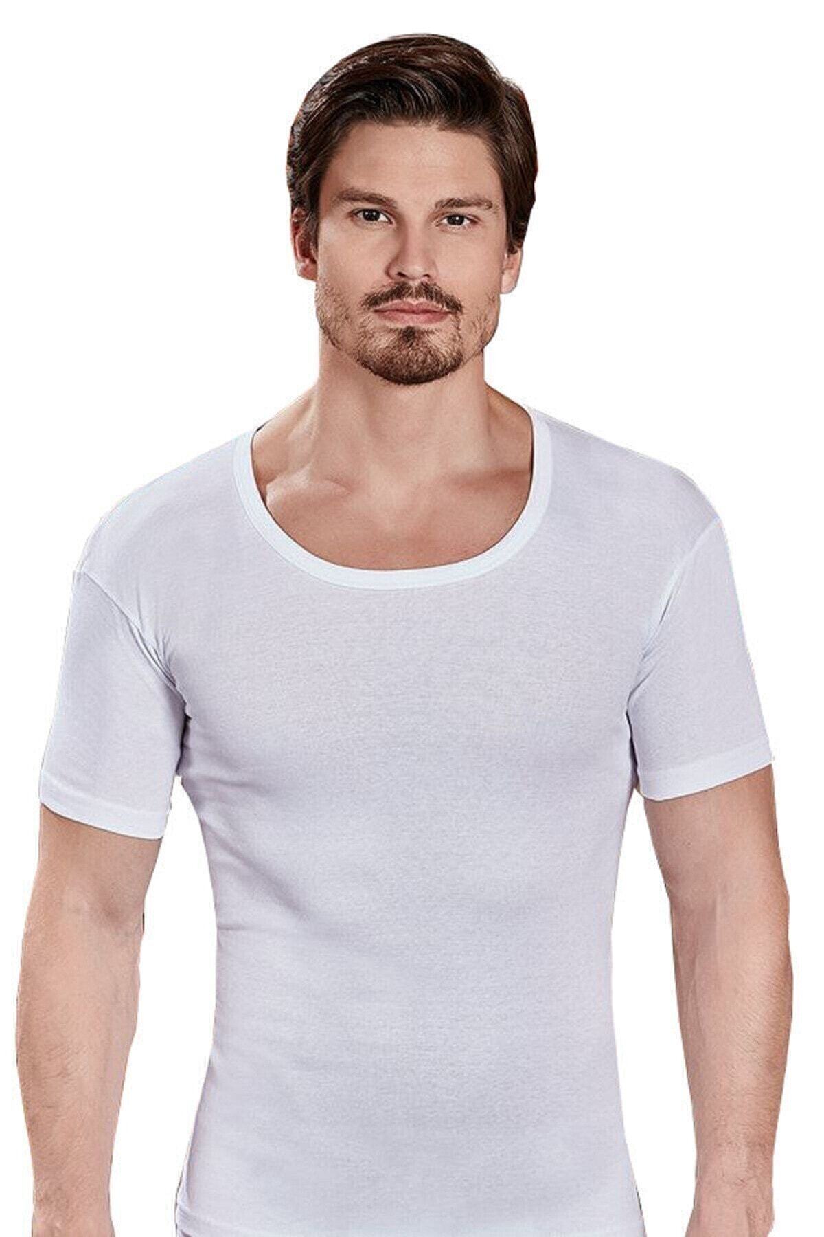 Berrak-Men's White 6 Pieces Crew Neck Undershirt 1