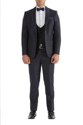 037 Slim Fit Lacivert Black Takım Elbise 16YTBLK037