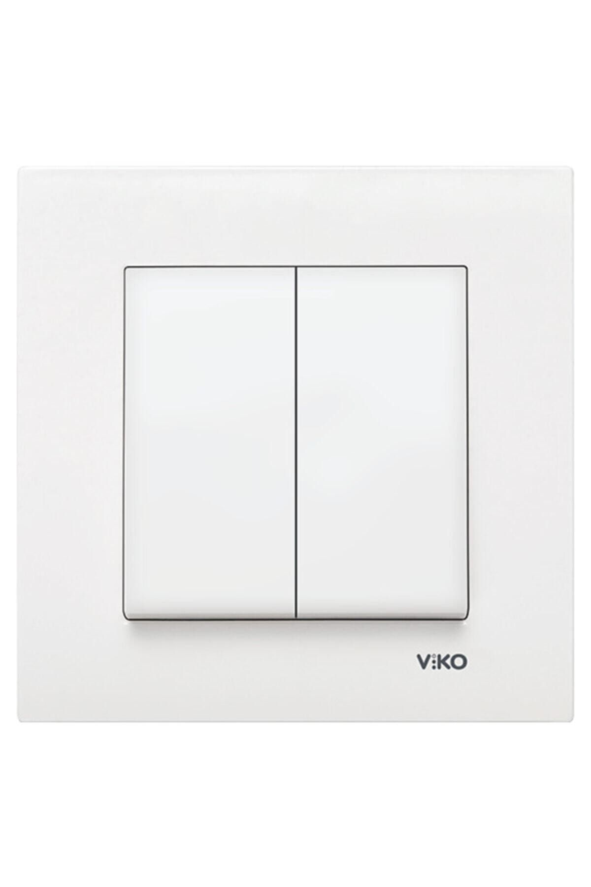 VİKO-Viko Karre Model White Commitator (Double Switch) Frame Included 1