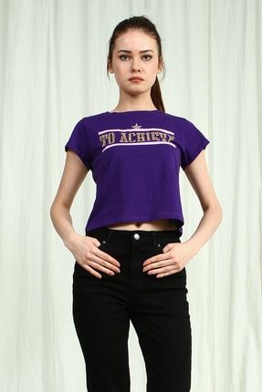 Mor Kadın Pudra Spor Regular Kısa Kol T-shirt UCB142502A26 - RPT