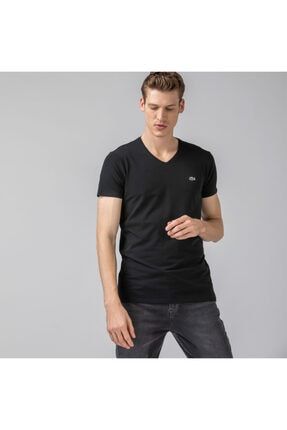Erkek Slim Fit V Yaka Siyah T-Shirt TH0999
