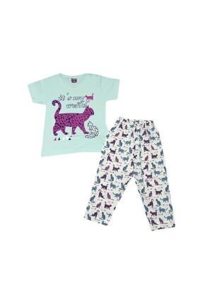 Vitmo Kedi Desenli Kız Bebek Pijama Takımı 1-2-3 Yaş 4204331215