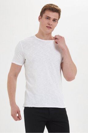 Erkek Slim Fit Beyaz T-shirt Lf2019957 20y002003e0119