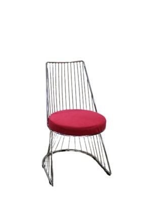 Sandalye Tel Model Metal Çelik Krom Kaplama Sepet Ayak 1 Adet Baby Face Kumaş Döşeme El Yapım Bengi Börekçi Çelik Gümüş Sanda