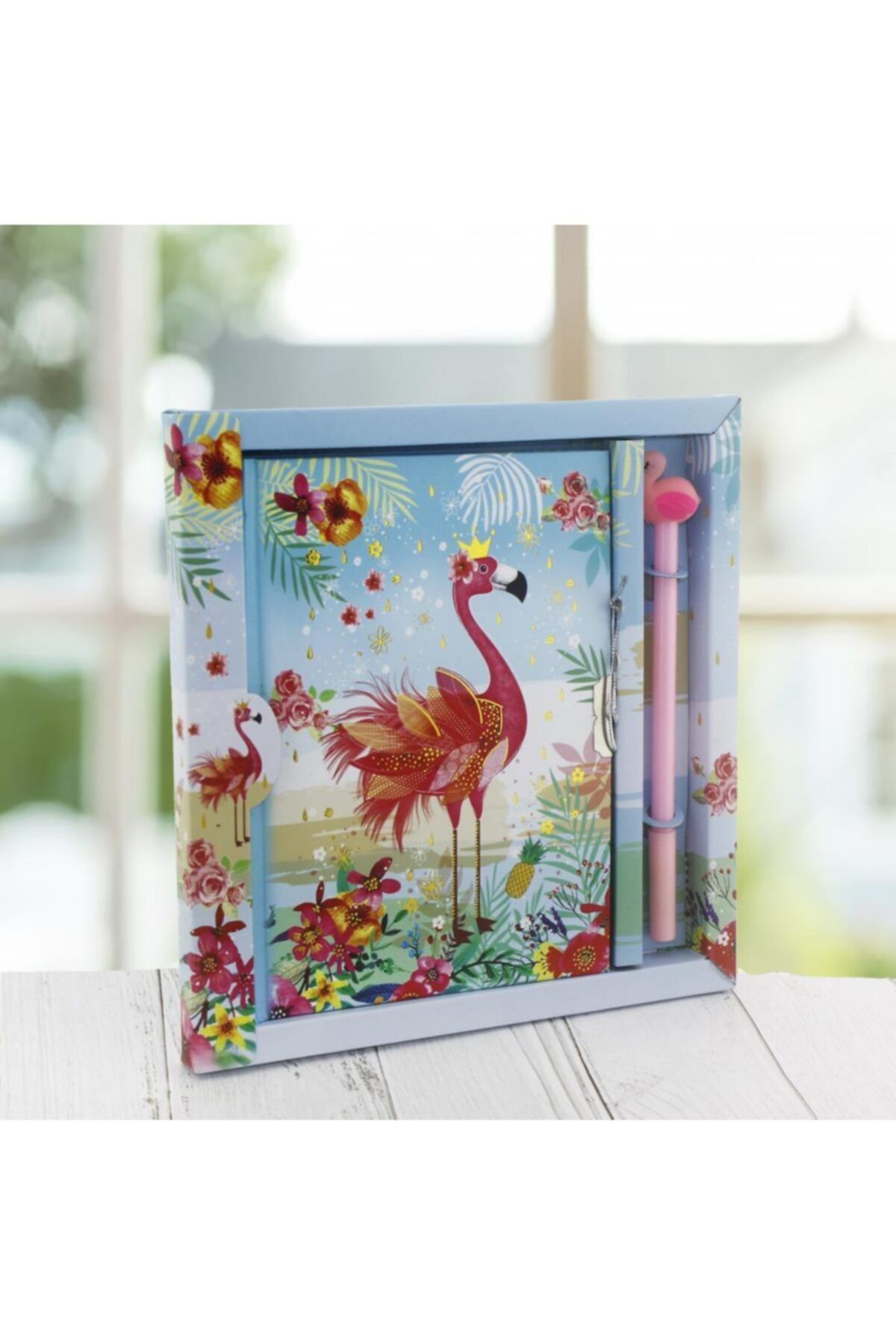 mutlu adım-13x18cm Flamingo Memory Book and Pen Set 3