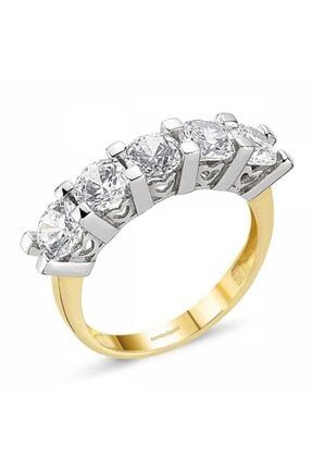 Sembol Gold 14 Ayar 585 Sari Altin 5 Tas Yuzuk Trendyol