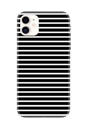 Siyah Beyaz Çizgi Desenli Iphone 11 Telefon Kılıfı MC1630