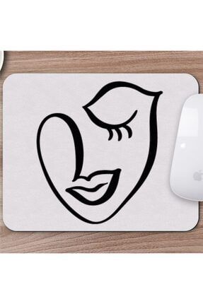 Karakalem Çizimi Soyut Yüz Tasarımlı Mousepad -3 863529