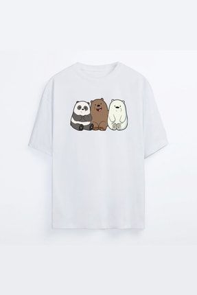 Kadın T-Shirt 92555-Oversize-Beyaz-WeBareBear