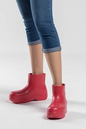 Kadın Kalın Taban Rahat Giyim Fuşya Yağmur Botu TRPY120008