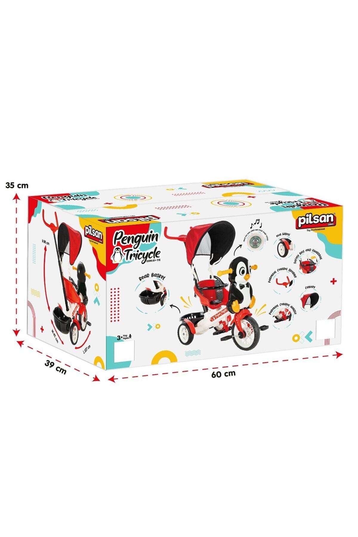 PİLSAN Penguen Kontrollü Bisiklet 07-178 Tenteli 3 Tekerlekli Ebeveyn Kontrollü fotoğrafı 4 (önizleme)