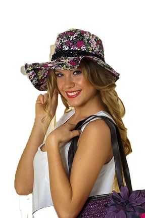 Çiçek Desenli Kadın Şapka 6108