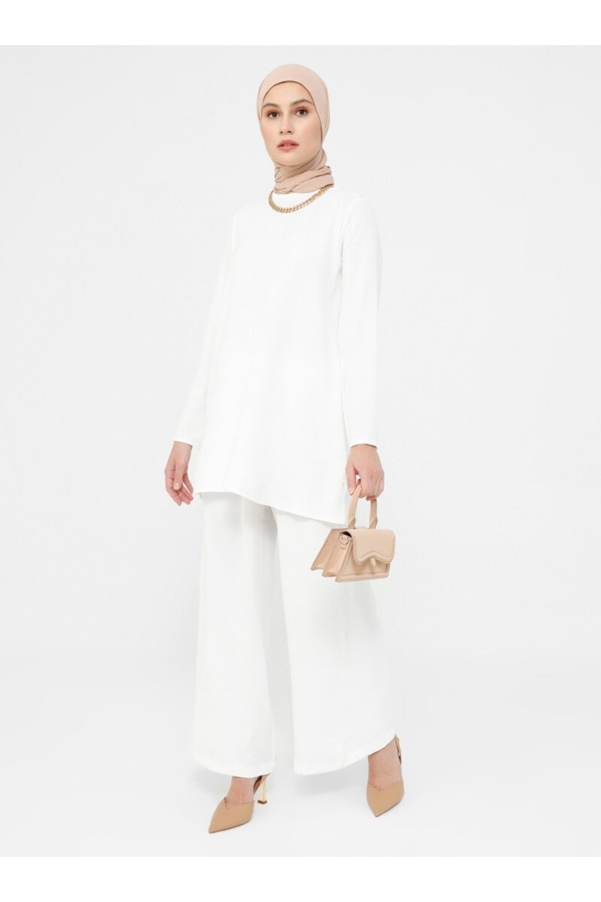 Refka Aerobin Basic Tunik&pantolon Ikili Takım - Off White - Woman