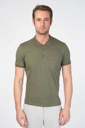 Yeşil Cepli Süprem Regular Fit Polo Yaka T-shirt 20-5053 2306C0025053
