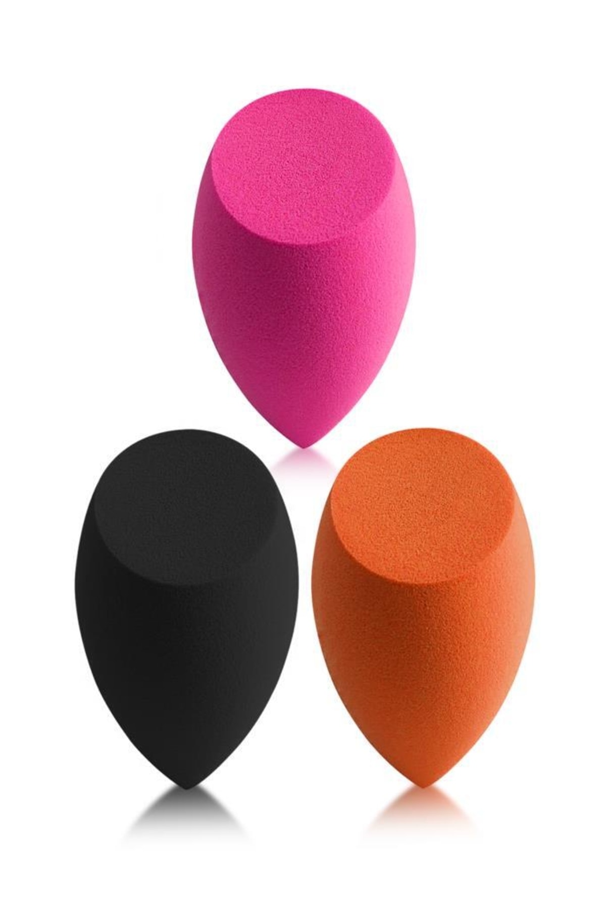 MUJGAN 3'lü Kesik Uçlu Siyah Turuncu Fuşya Makyaj Süngeri