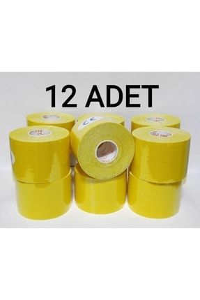 Bia Tape Kinesio 5 Cm X 5 M - Sarı Rengi Sporcu Ağrı Bandı 12'li (pakette 12 Adet) Bia Tape 5 Cm x 5 M - SARI