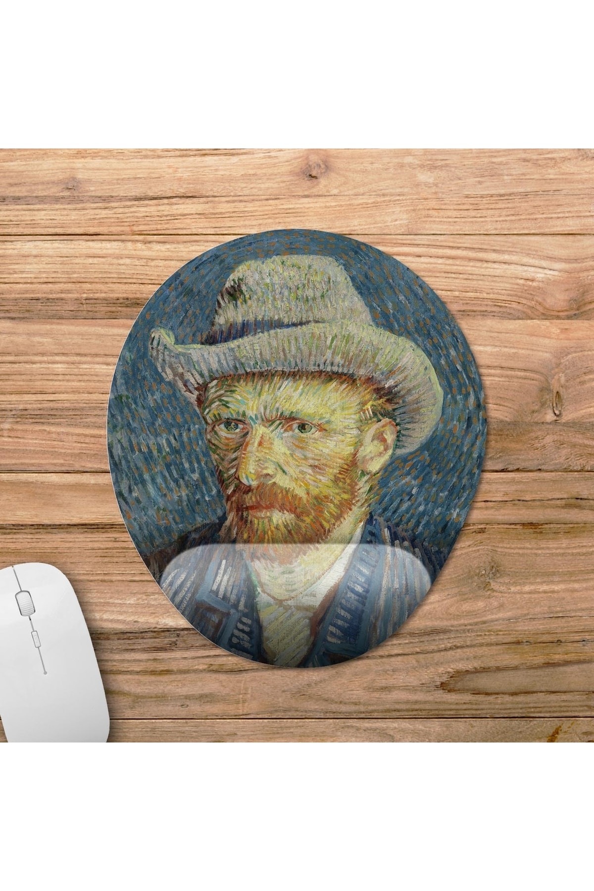 Van Gogh -Self-portrait With Grey Felt Hat - Self-portrait Mousepad with Wrist Support Model - 7 Oval