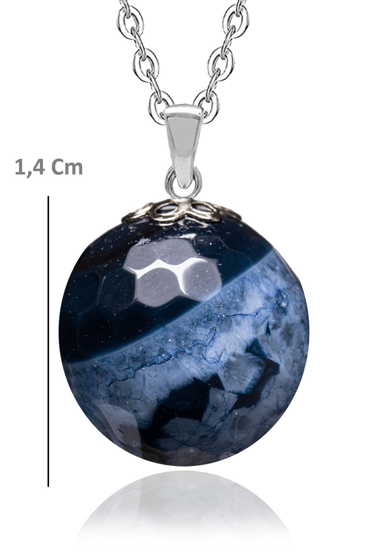 Tesbih At lyesi Certified Faceted Blue Agate Natural Stone