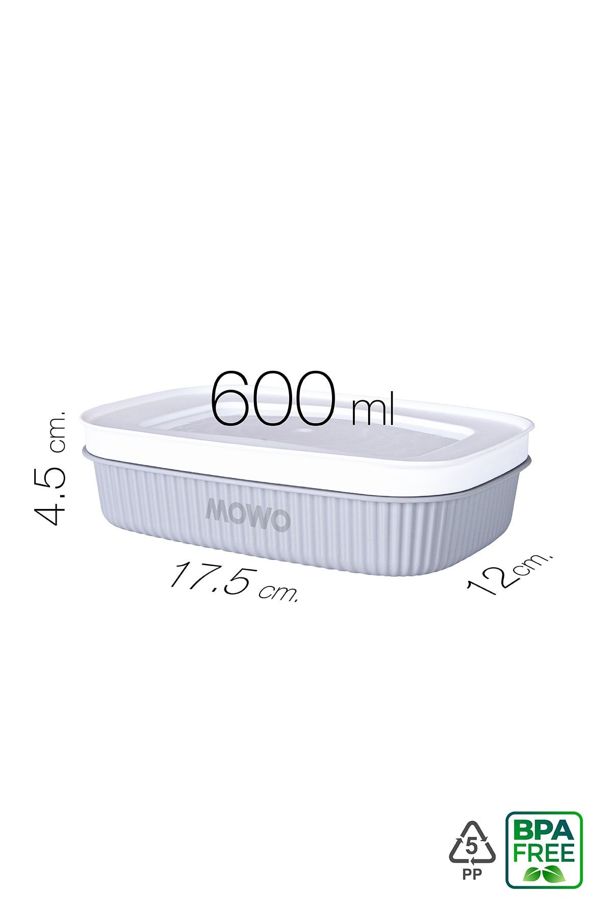 Mowo Home-Trove Mini (grey) Breakfast Refrigerator Container with Lid 600ml 2