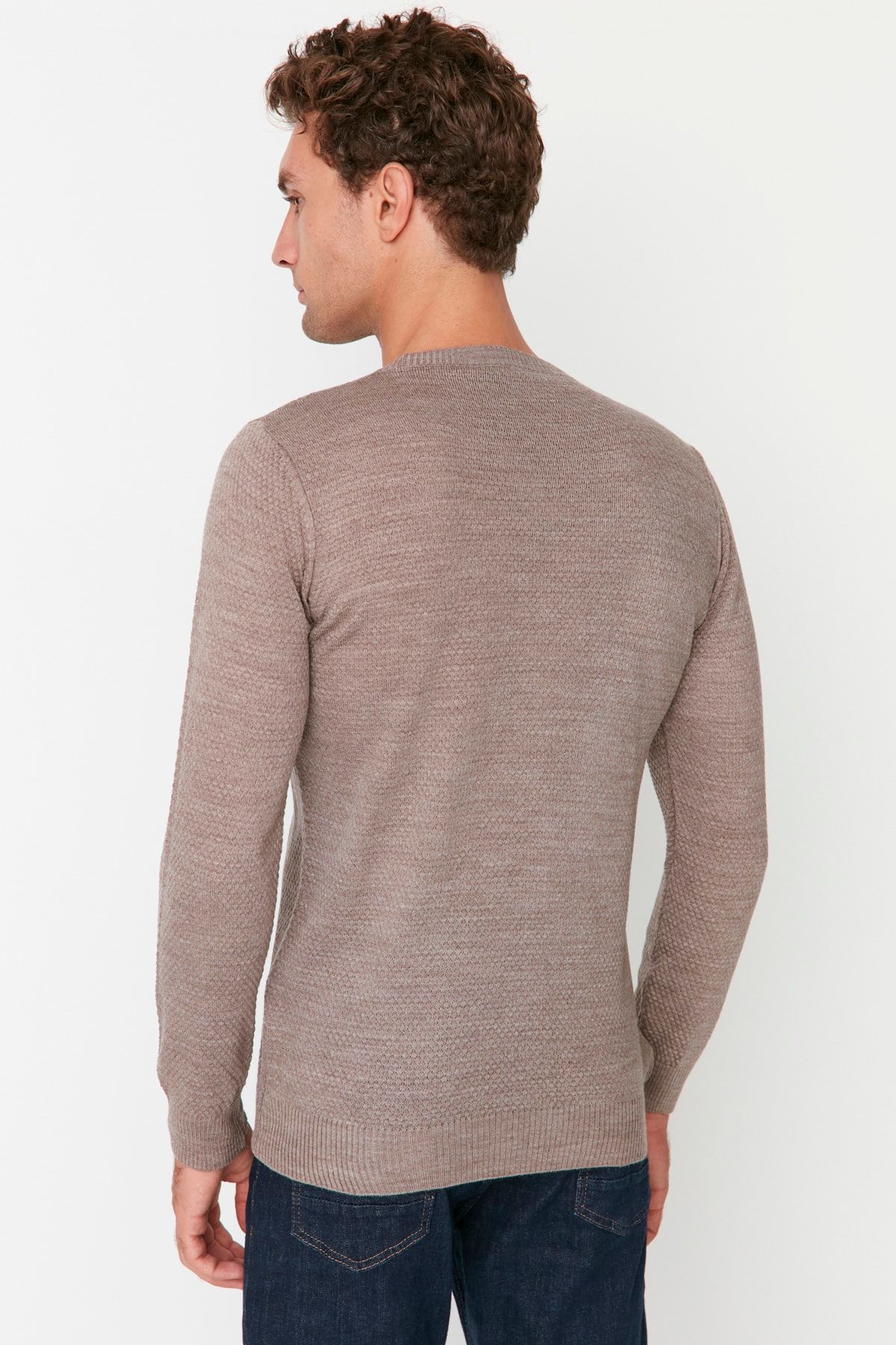 Vizon Erkek Slim Fit Bisiklet Yaka Dokulu Triko Kazak TMNAW23KZ00148