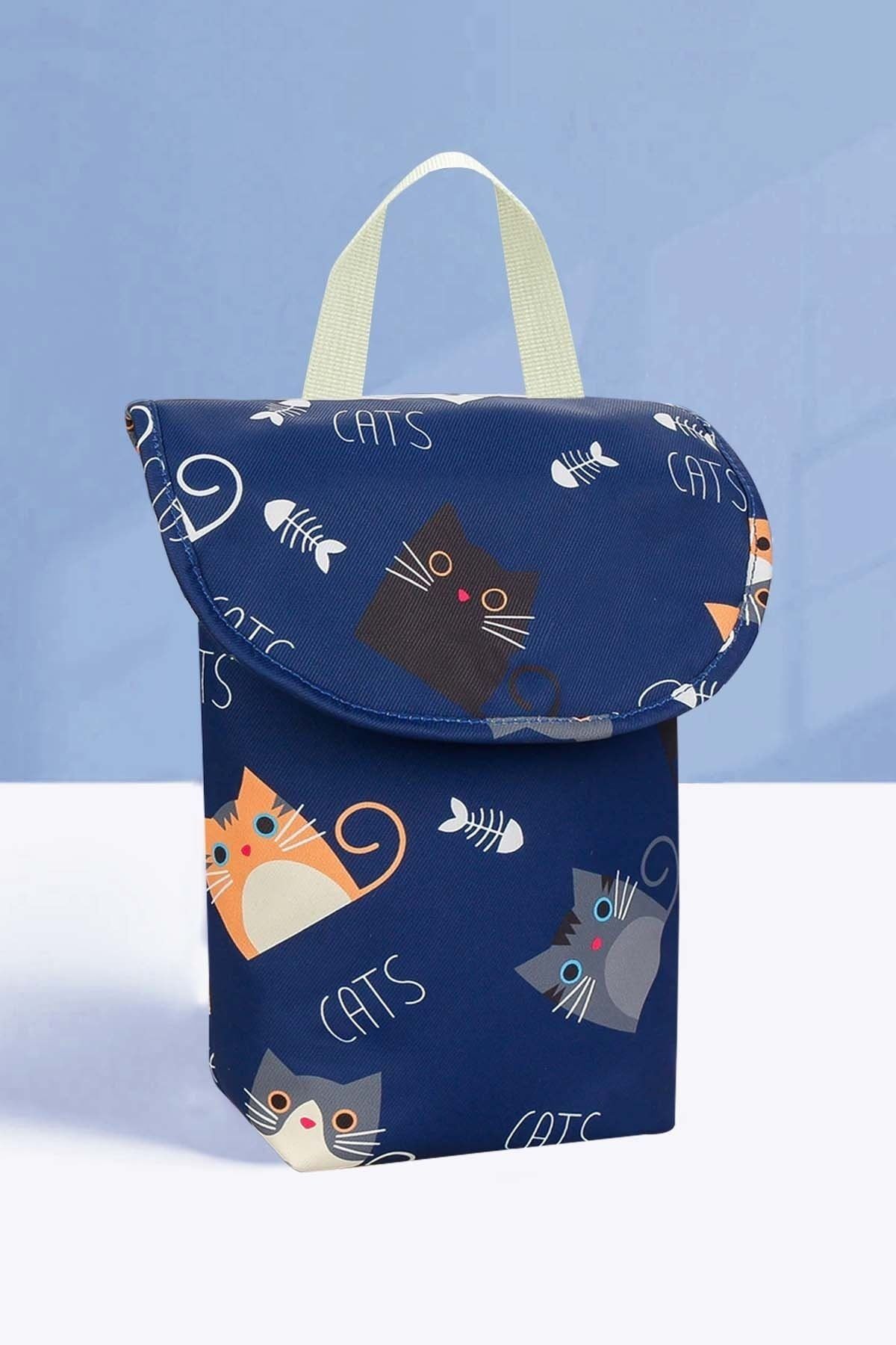 Modakids Islak/kuru Kirli Temiz Bebek Kıyafet Çamaşır Çantası Çok Fonksiyonlu Organizer Çanta Kedi