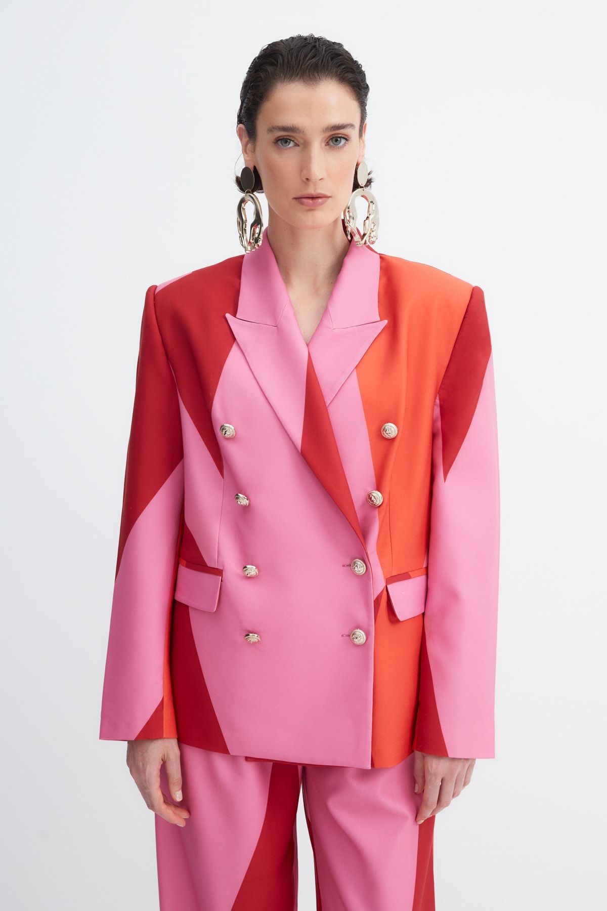 Trendyol Collection-X Zeynep Tosun Multi-Colored Button Detailed Oversize bunda TPRAW23CE00016 2