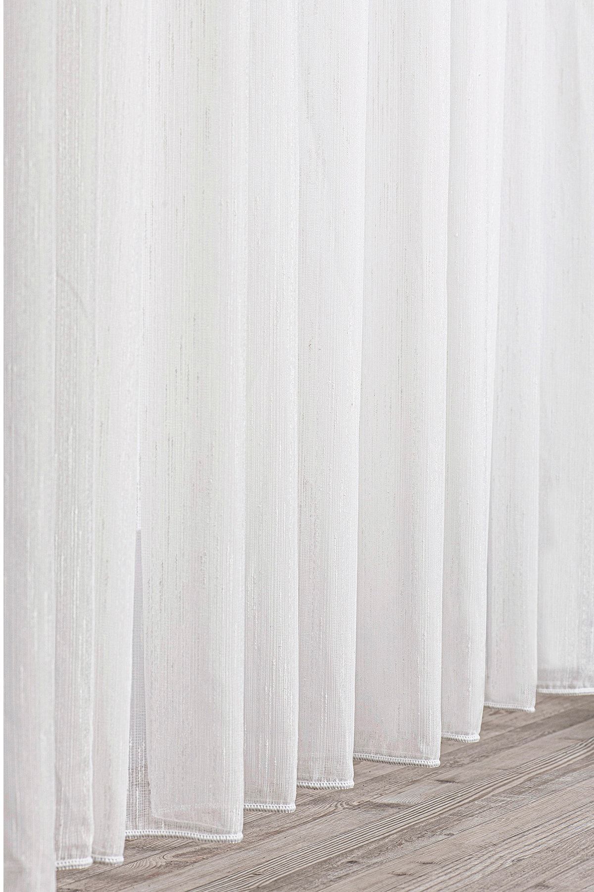 Gauze Fabric Design-Ecru Linen Textured Plain Tulle Curtain Does Not Want Ironing 5
