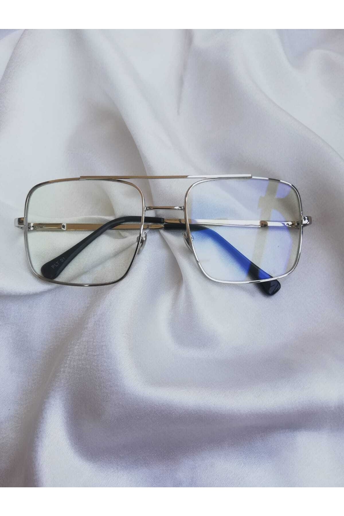ONNObutik Gümüş Çerçeve Şeffaf Lens Unısex Güneş Gözlüğü