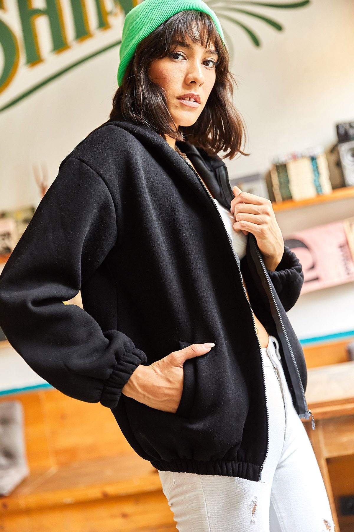 Olalook Cardigan White Oversize Trendyol