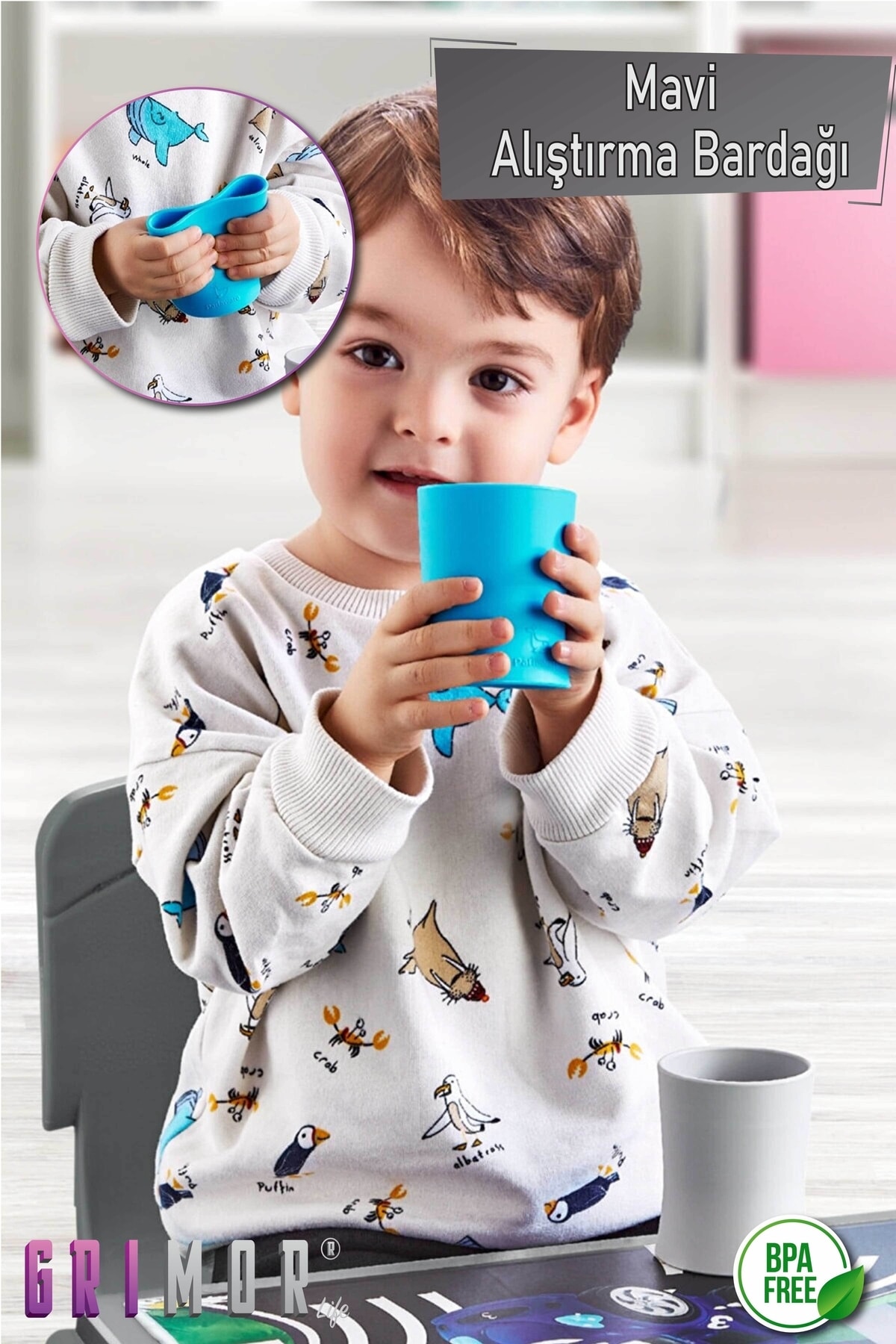 GRİMOR Life Kolay Tutulan Silikon Alıştırma Bardağı