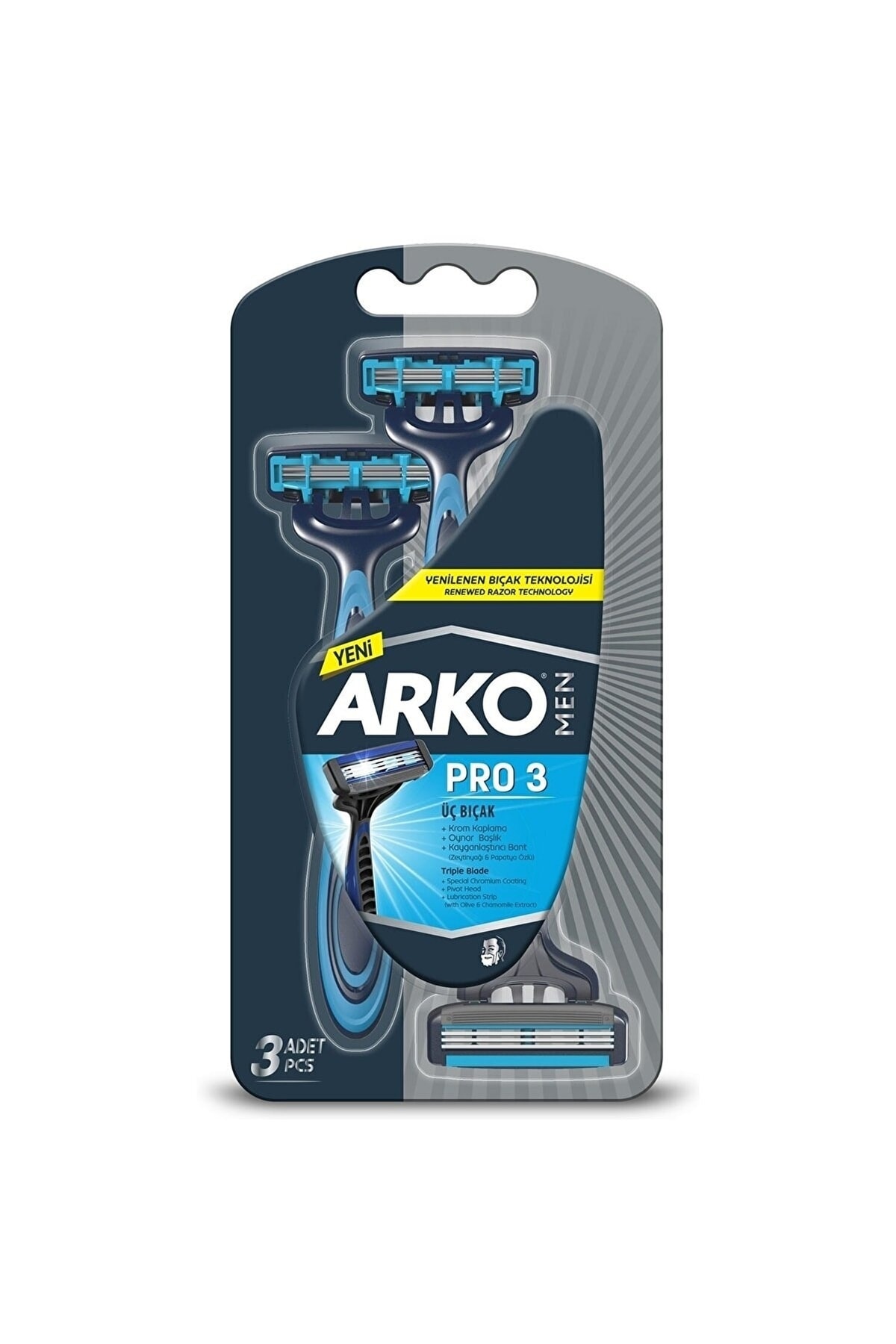 ARKO Men T3 Tıraş Bıçağı 3 Bıçaklı 3 Lü Paket